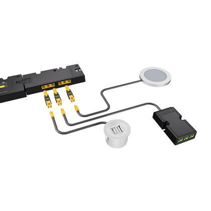 Adaptér, na prip. zariad. Häfele Loox k ovládaču Häfele Loox5 Driver 24 V,6-diel súprava, 84 W, 50mm