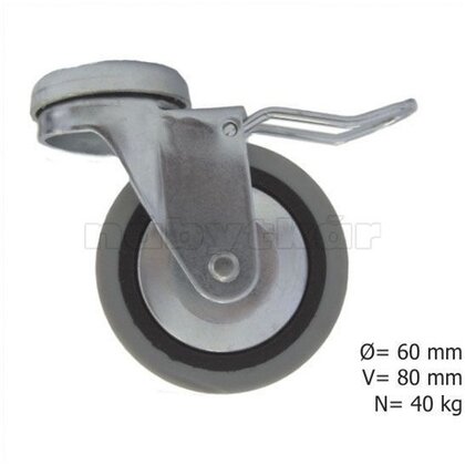 Nábytkové  koliesko 1-0330-60 pogumované s trňom