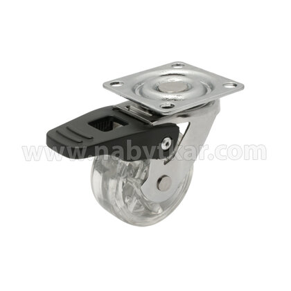 Transparentné  koliesko fi50 s platničkou s brzdou