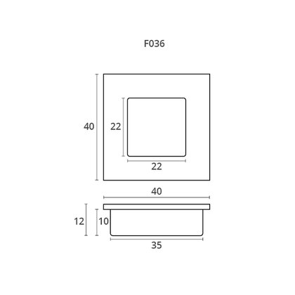 Madlo zápustné F036 40x40x12 mm, inox Madlo zápustné F036 40x40x12 mm, inox
