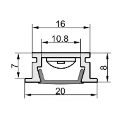 LED PROFIL - Zafrézovatelný profil - hliník, 3,5m (bez krycej lišty)/Zobal LED PROFIL - Zafrézovatelný profil - hliník, 3,5m (bez krycej lišty)/Zobal