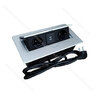 Stolová vyklápacia 2x 230V+ 2x USB, mal. striebro s káblom 2m