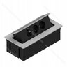 Stolová vyklápacia 3- zásuvka s káblom 230V,  225x110 mm, mal.striebro / TOP