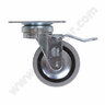 Nábytkové  koliesko fi60 pogumované s platničkou na ložisku a brzdou, sivé